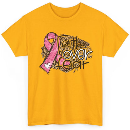 Pink Ribbon Breast Cancer Awareness Faith Over Fear Leopard Classic Unisex T-Shirt