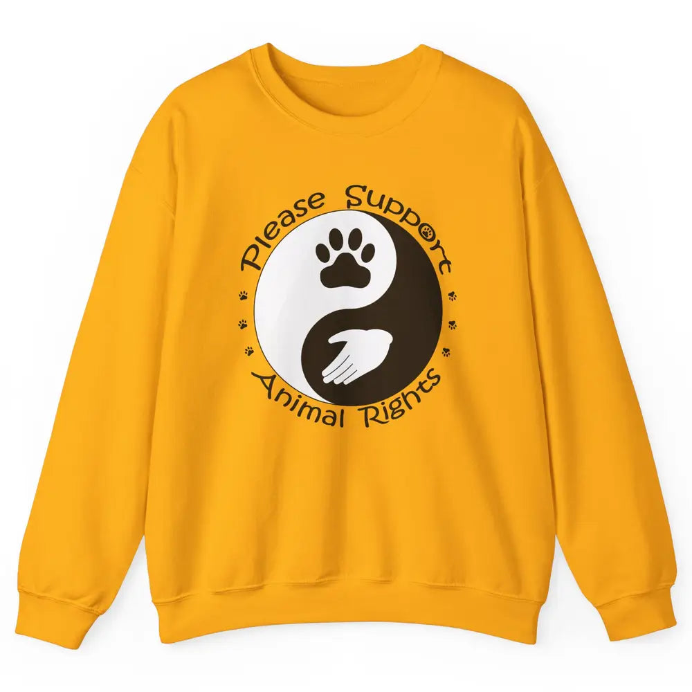Please Support Animal Rights Pet Rescuer Paw Yin Yang Adopt Unisex Crewneck Sweatshirt