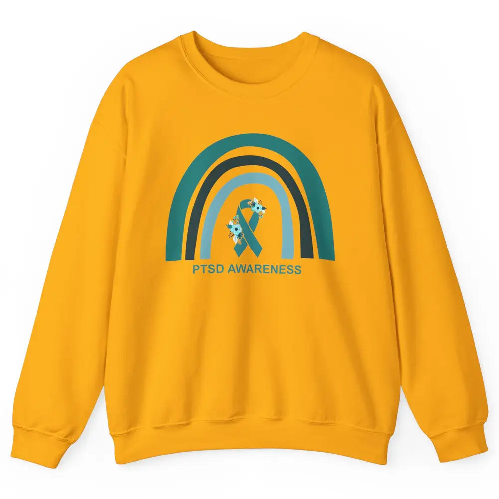 Post-traumatic Stress Disorder Awareness PTSD Teal Ribbon Unisex Crewneck Sweatshirt