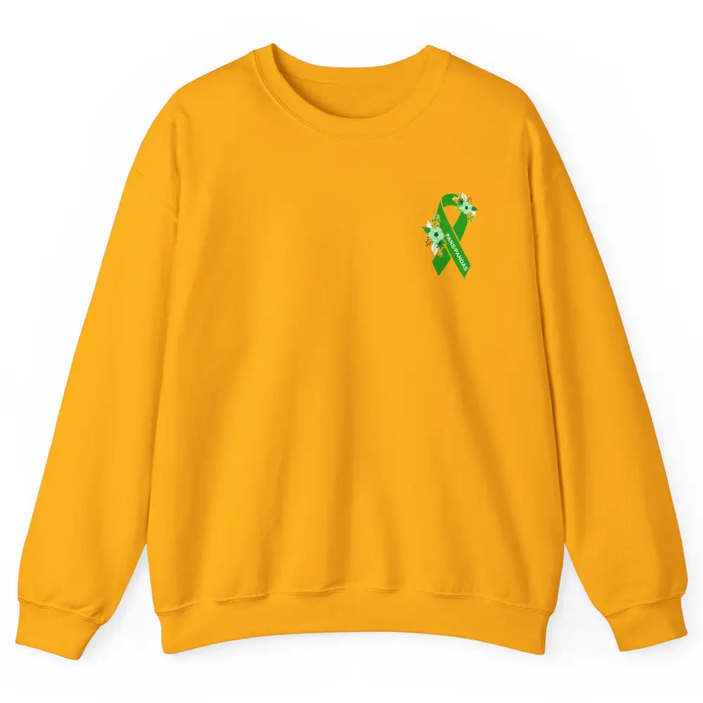 PANS/PANDAS Awareness Floral Green Ribbon Pans Disease Unisex Crewneck Sweatshirt