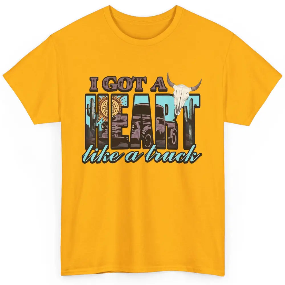 Retro Desert Bull Skull I Got A Heart Like A Truck Western Classic Unisex T-Shirt