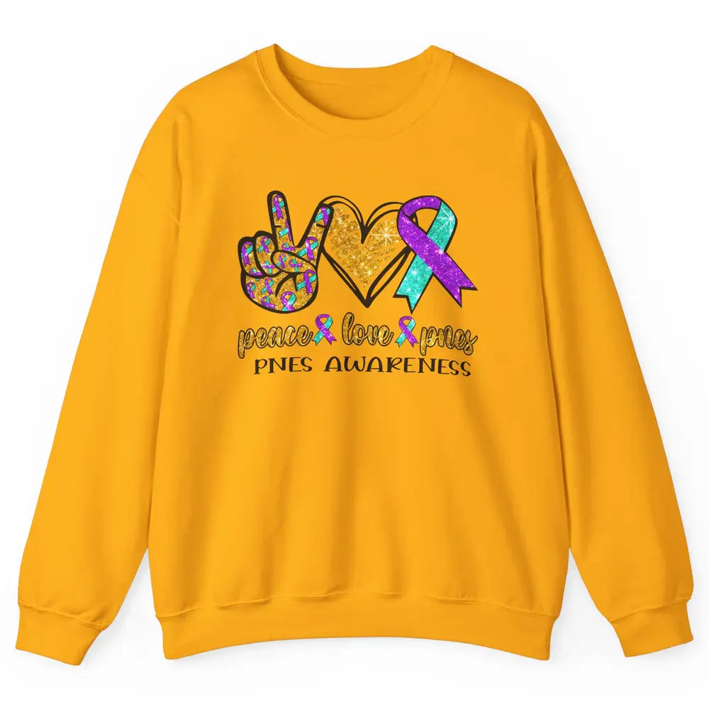 Psychogenic Non-epileptic Seizures Peace Love PNES Ribbon Unisex Crewneck Sweatshirt