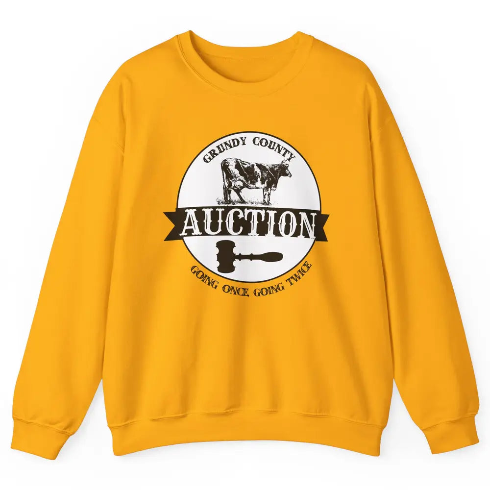 Retro Cow Cattle Grundy County Auction Western Country Farm Unisex Crewneck Sweatshirt