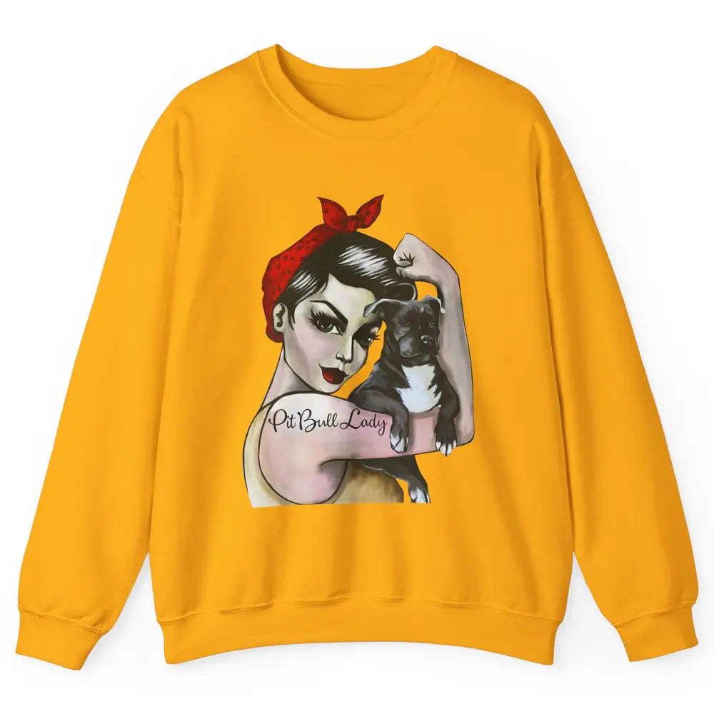 Pit Bull Lady Pit Bull Mom Dog Mom Bandana Dog Lovers Gift Unisex Crewneck Sweatshirt