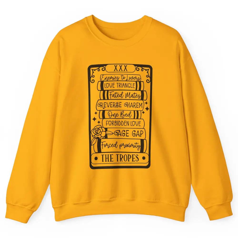 Retro Book Tropes The Tropes Tarot Card Halloween Readers Unisex Crewneck Sweatshirt