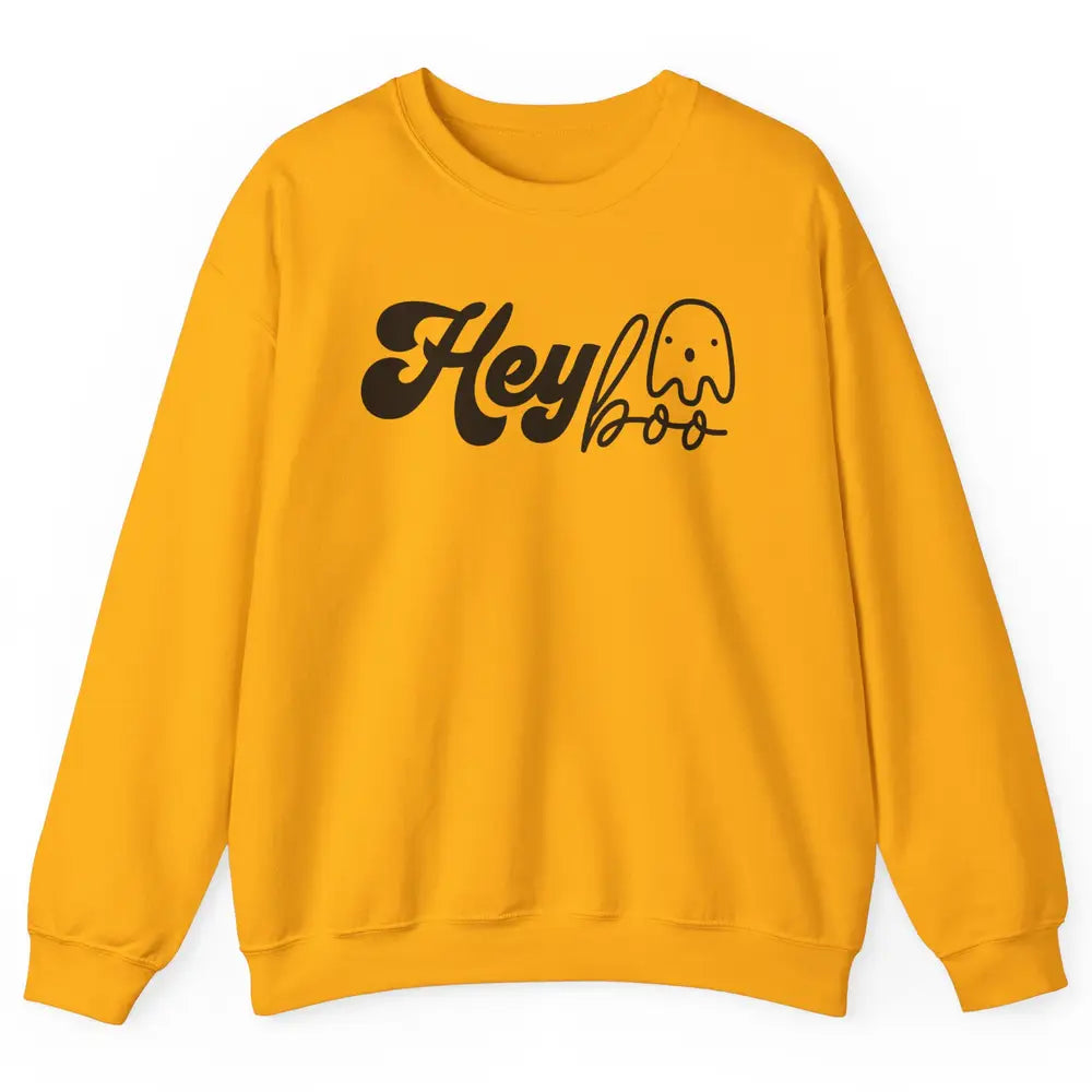 Funny Ghost Hey Boo Pumpkin Halloween Autumn Thanksgiving Unisex Crewneck Sweatshirt