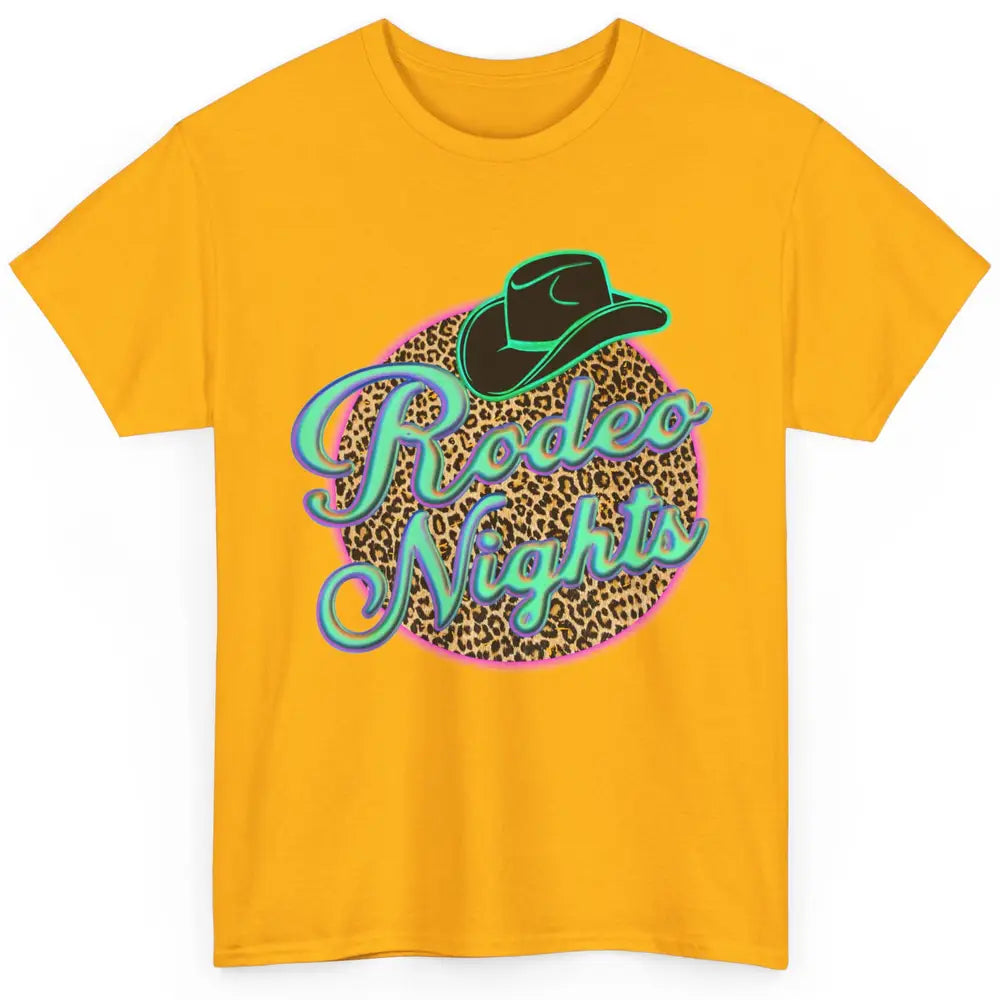 Retro Leopard Cowboy Hat Rodeo Night Western Country Cowgirl Classic Unisex T-Shirt