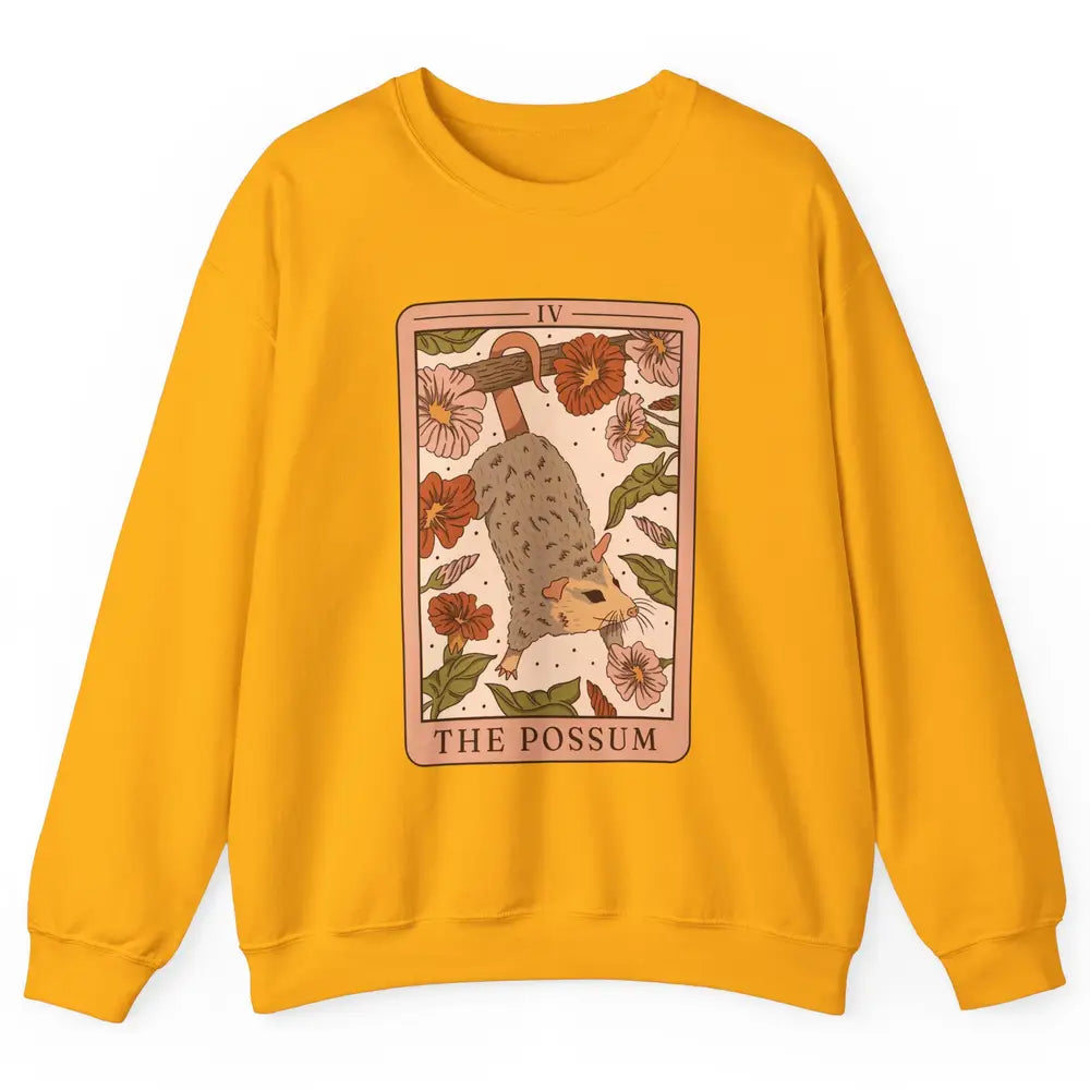 Possum Tarot Card Floral Possum Cat Lovers Team Trash Unisex Crewneck Sweatshirt
