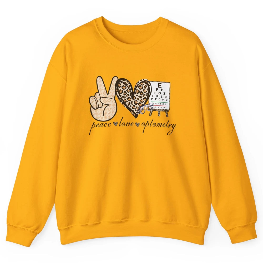 Peace Love Optometry Leopard Optometrist Optician Life Gift Unisex Crewneck Sweatshirt