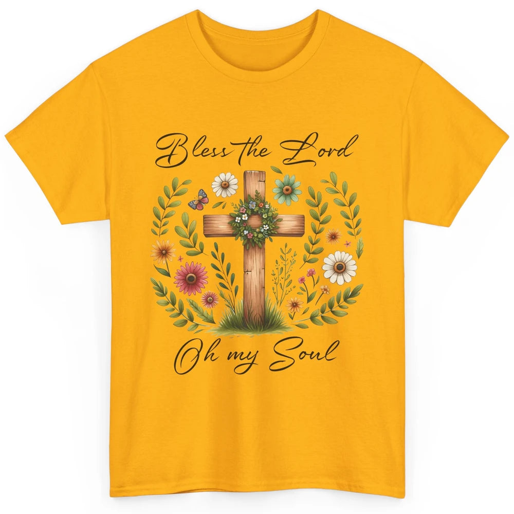 Bible Verse Bless The Lord Oh My Soul Christian Cross Retro Jesus Christ Church Classic Unisex T-Shirt