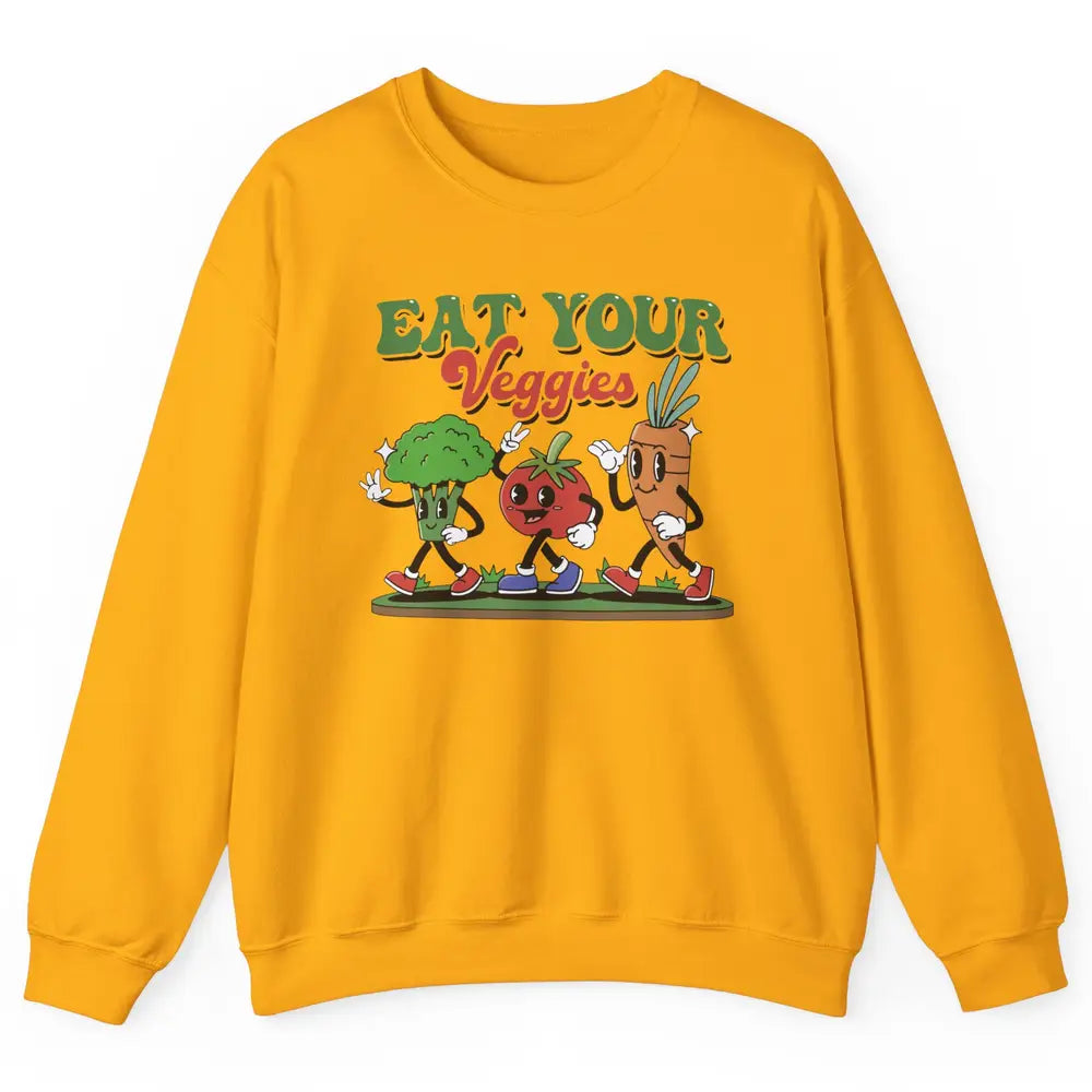 Retro Farm Fruit Eat Your Veggies Gardening Vegan Farmer Unisex Crewneck Sweatshirt