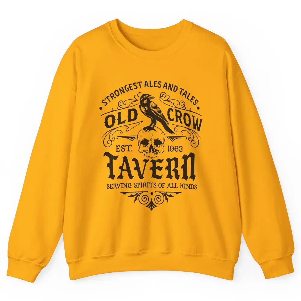 Retro Halloween Black Crow Old Crow Tavern Est 1693 Magic Unisex Crewneck Sweatshirt