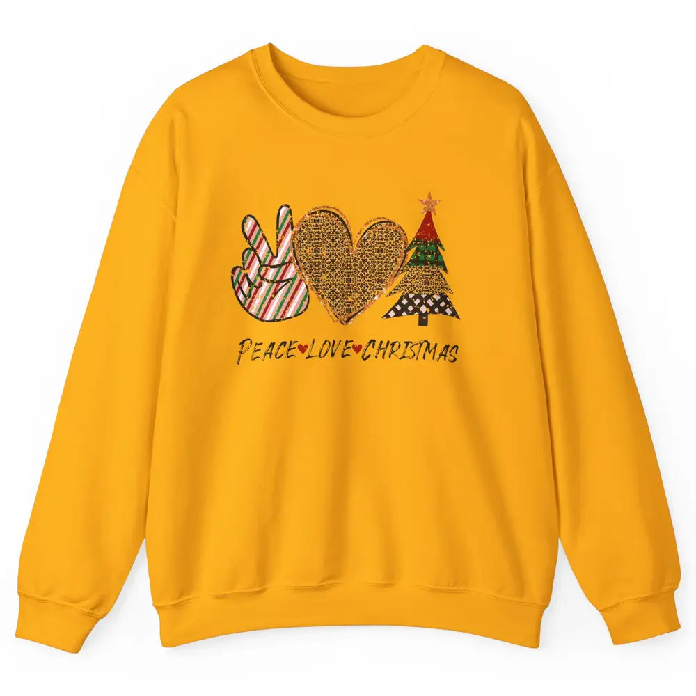 Peace Love Christmas Leopard Merry Christmas Vintage Retro Unisex Crewneck Sweatshirt