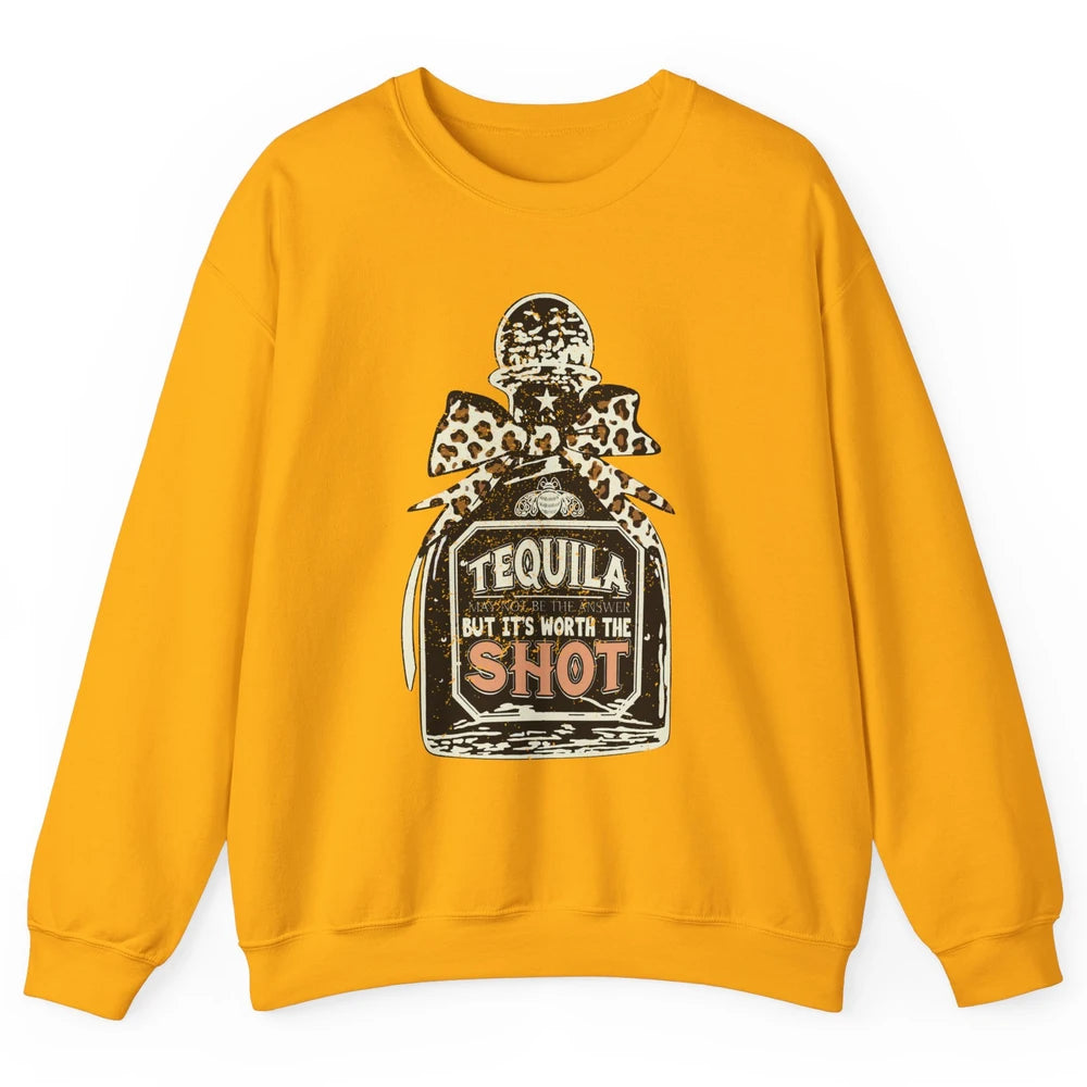 Retro Leopard Tequila May Not Be The Answer Western Country Unisex Crewneck Sweatshirt