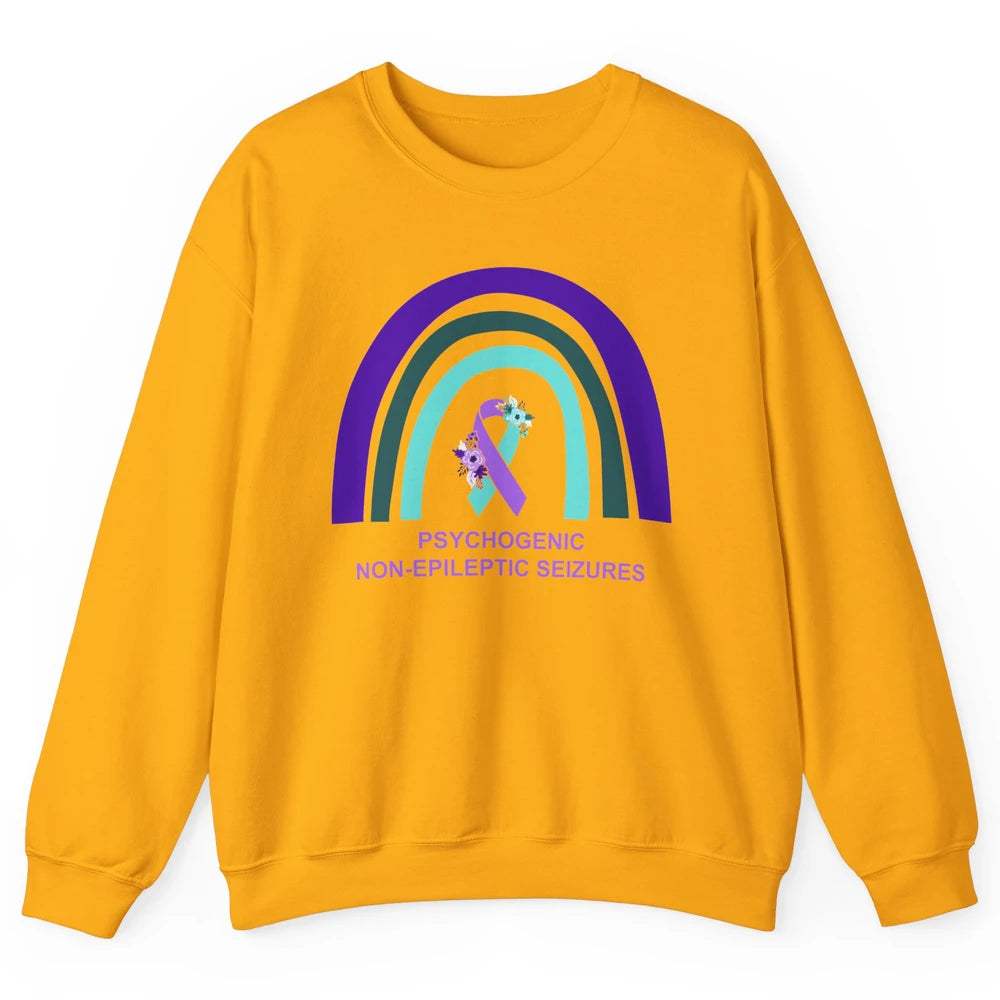 Psychogenic Non-epileptic Seizures PNES Purple Teal Rainbow Unisex Crewneck Sweatshirt