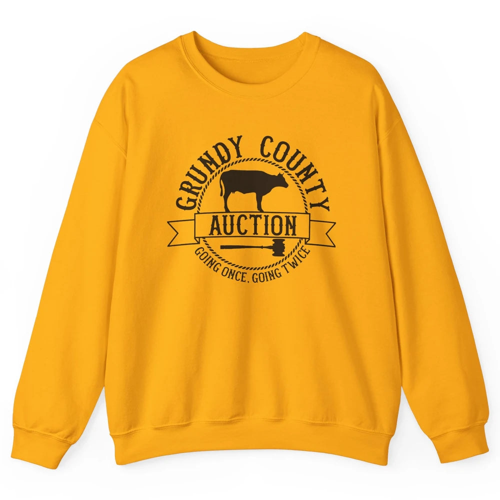 Retro Cow Cattle Grundy County Auction Western Country Farm Unisex Crewneck Sweatshirt
