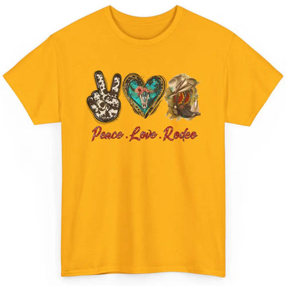 Retro Peace Love Rodeo Cowboy Boots Western Country Cowgirl Classic Unisex T-Shirt