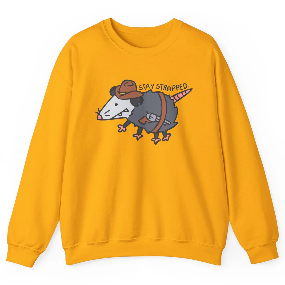 Retro Cowboy Opossum Stay Trapped Western Country Opossum Unisex Crewneck Sweatshirt