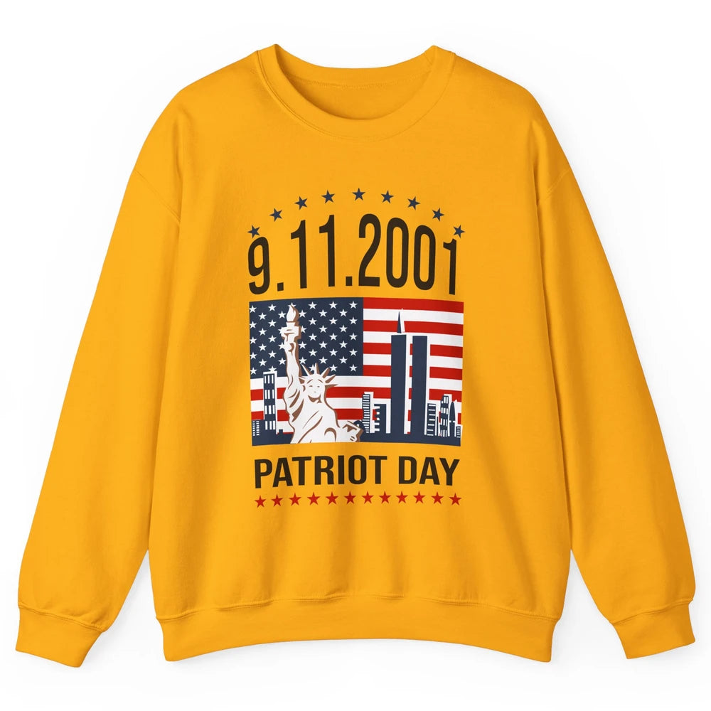 Never Forget 9-11-2001 American Flag Patriotic Memorial Day Unisex Crewneck Sweatshirt