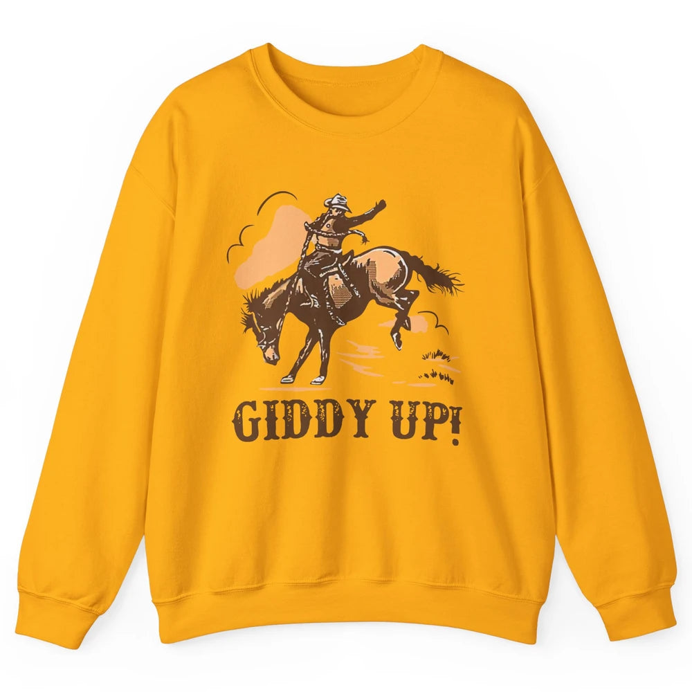 Retro Cowboy Rodeo Giddy Up Hold Your Horses Western Country Unisex Crewneck Sweatshirt