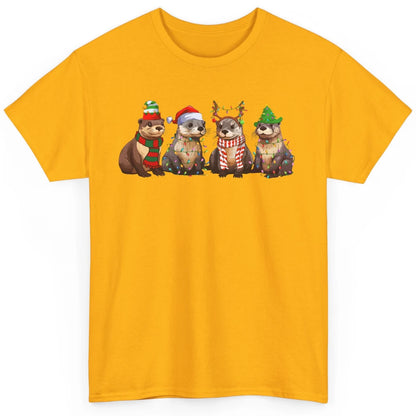 Otters Christmas Lights Sea Animal Christmas Otter Lovers Classic Unisex T-Shirt