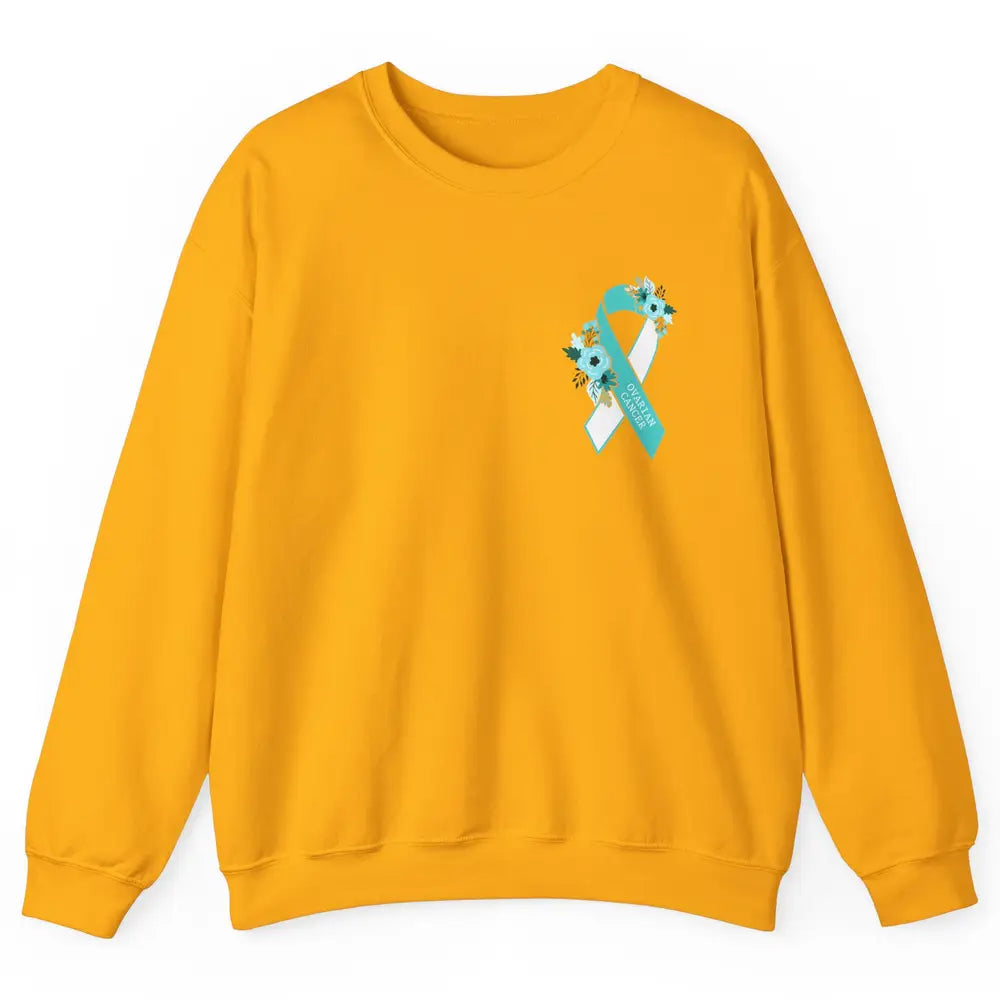 Ovarian Cancer Awareness Support Turquoise Ribbon Pocket Sz Unisex Crewneck Sweatshirt