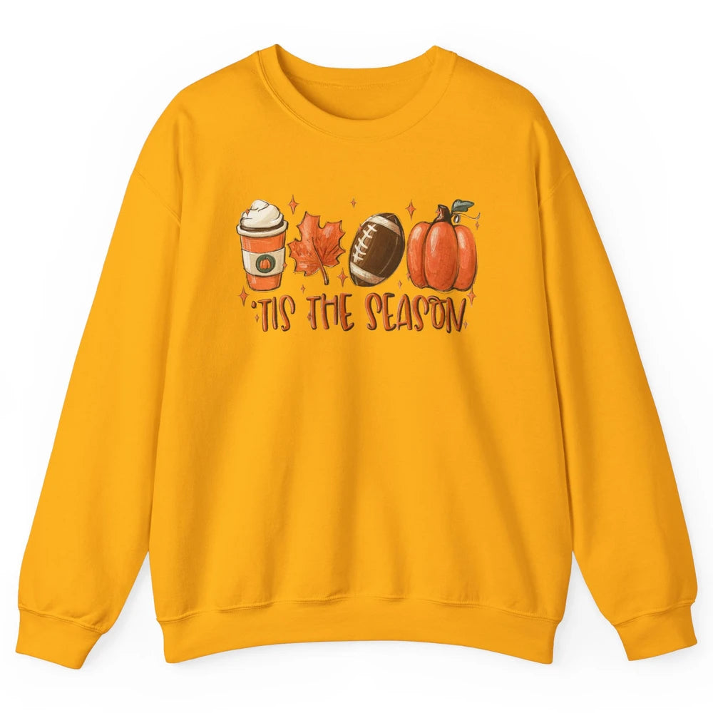 Pumpkin Spice Football Tis The Season Fall Thanksgiving Gift Unisex Crewneck Sweatshirt