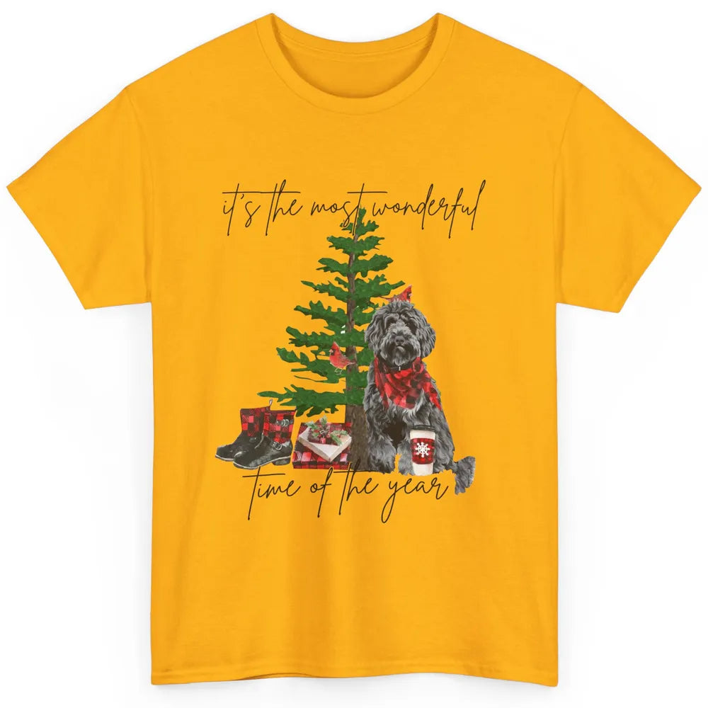 Black Golden Labradoodle Christmas Tree Most Wonderful Time Classic Unisex T-Shirt