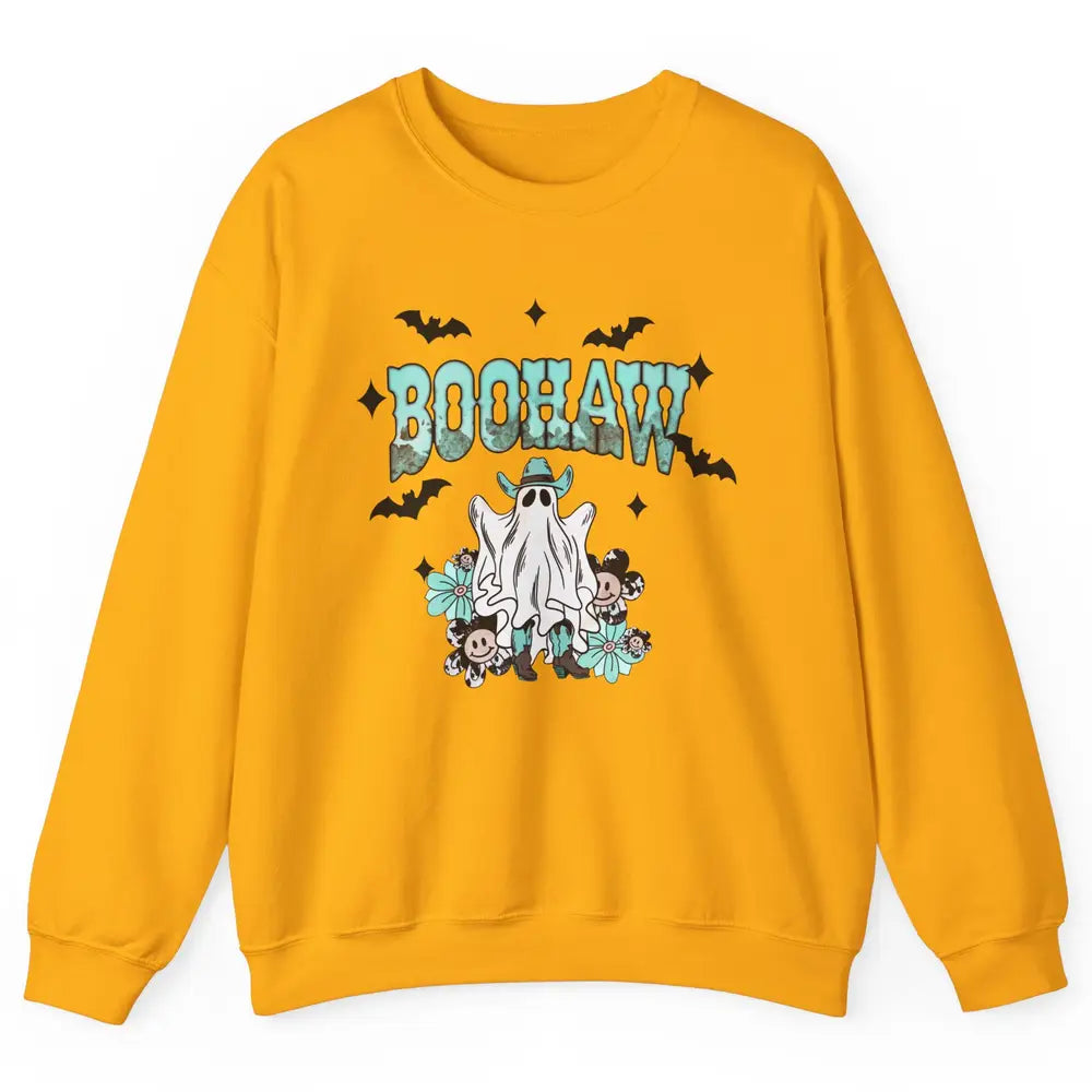 Retro Cowboy Ghost Boohaw Boot Scooting Western Halloween Unisex Crewneck Sweatshirt