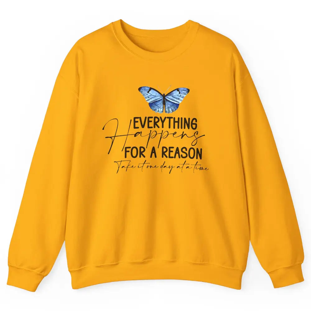 Retro Groovy Everything Happens For A Reason Inspirational Unisex Crewneck Sweatshirt