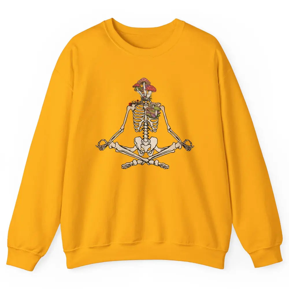Vintage Skeleton Rib Mushroom Yoga Plants Lover Gardening Unisex Crewneck Sweatshirt