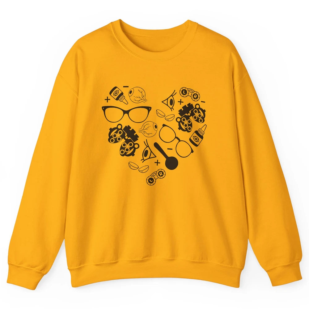 Optometry Ophthalmic Technician Symbols Heart Optician Life Unisex Crewneck Sweatshirt