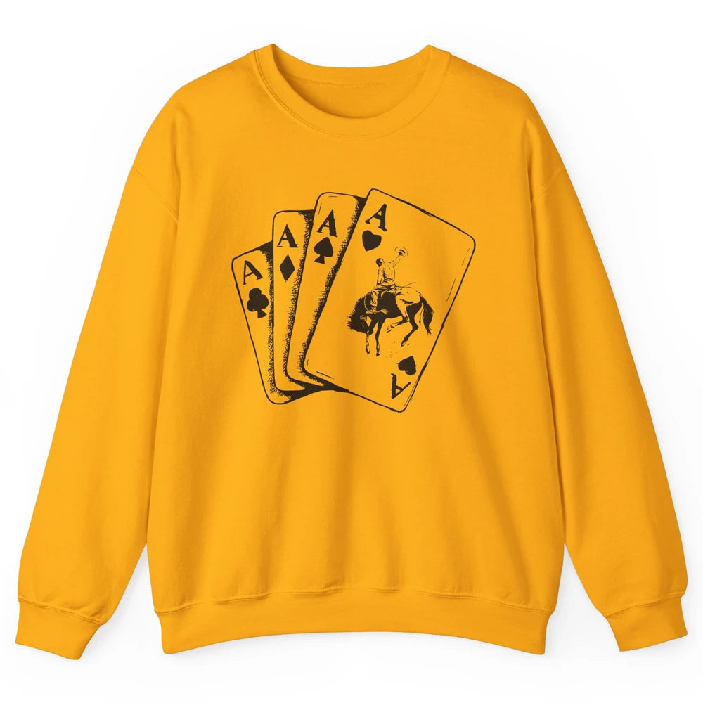 Punchy Cowboy Hold Your Horses Cards Western Country Rodeo Unisex Crewneck Sweatshirt