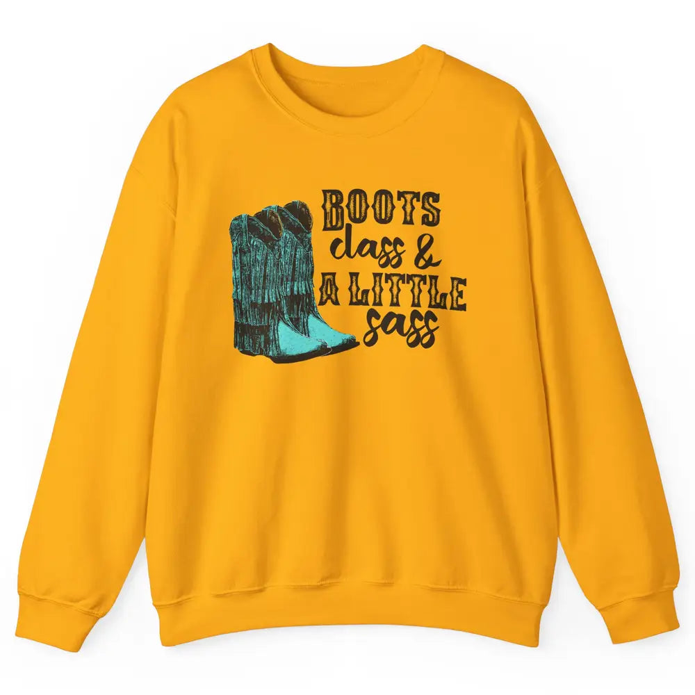 Retro Cowgirl Boots Class Little Sass Cowboy Western Country Unisex Crewneck Sweatshirt