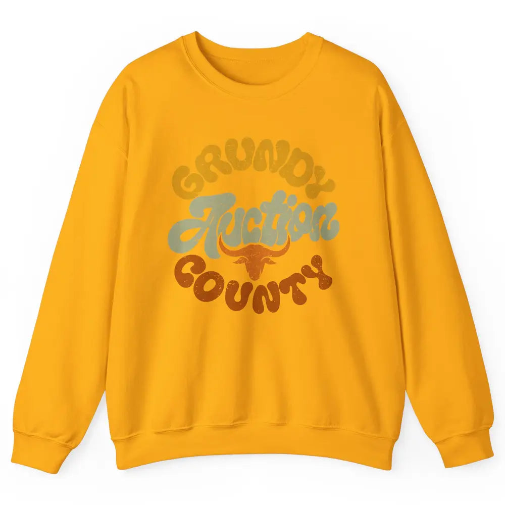 Retro Cow Cattle Grundy County Auction Western Country Farm Unisex Crewneck Sweatshirt