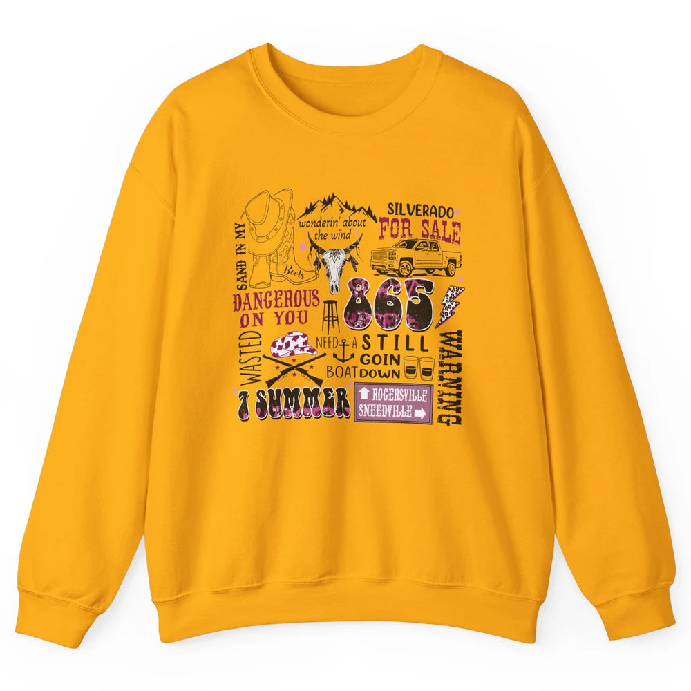 Retro Cowboy Boot Hat Sand In My Boots Western Country Music Unisex Crewneck Sweatshirt