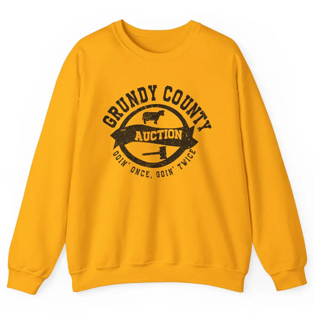 Retro Bull Skull Grundy County Auction Western Country Farm Unisex Crewneck Sweatshirt