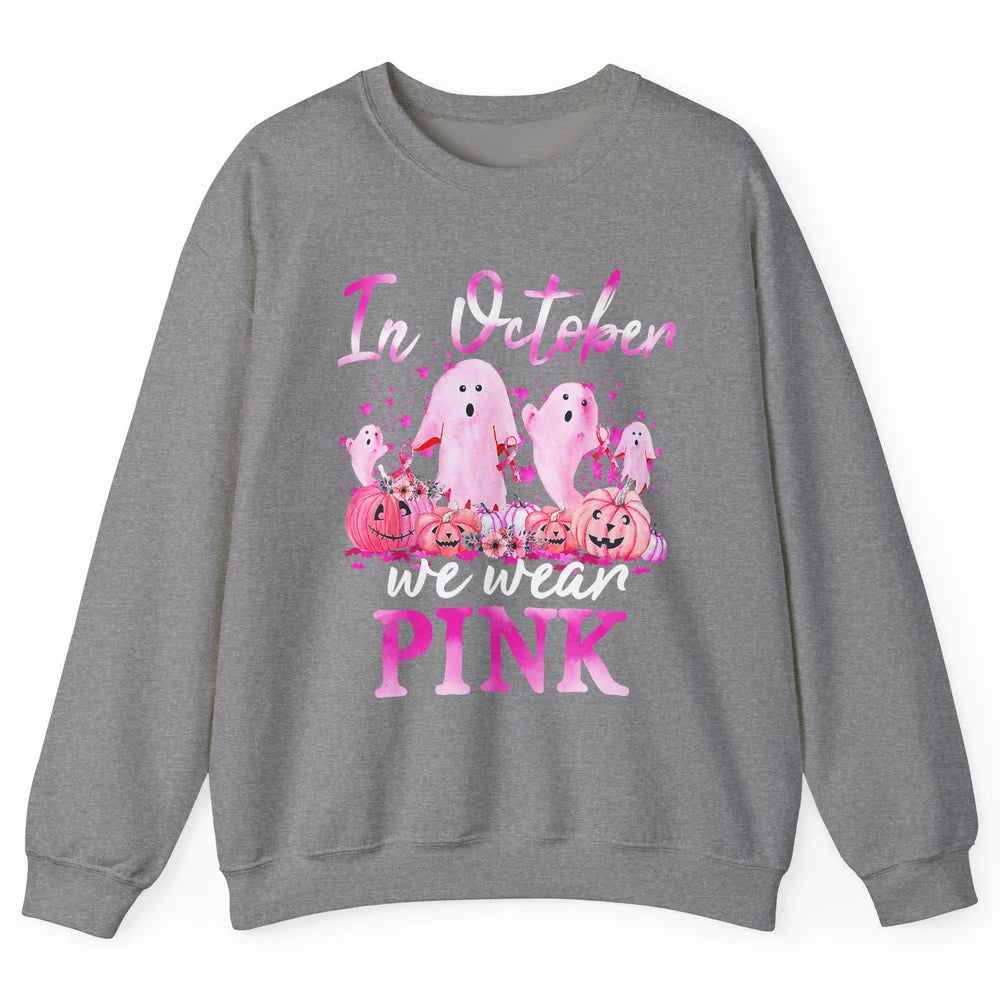 October Wear Ghost Boo Pink Ribbon Breast Cancer Awareness Unisex Crewneck Sweatshirt