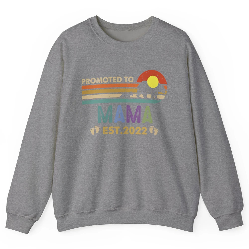 Retro Mama Bear Promoted To Mama Est 2022 First Mothers Day Unisex Crewneck Sweatshirt