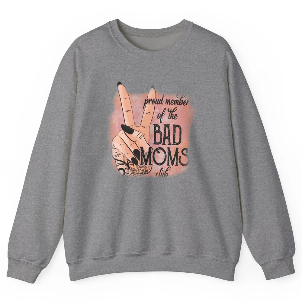 Retro Proud Member Of Bad Moms Club Tattooed Mom Western Unisex Crewneck Sweatshirt