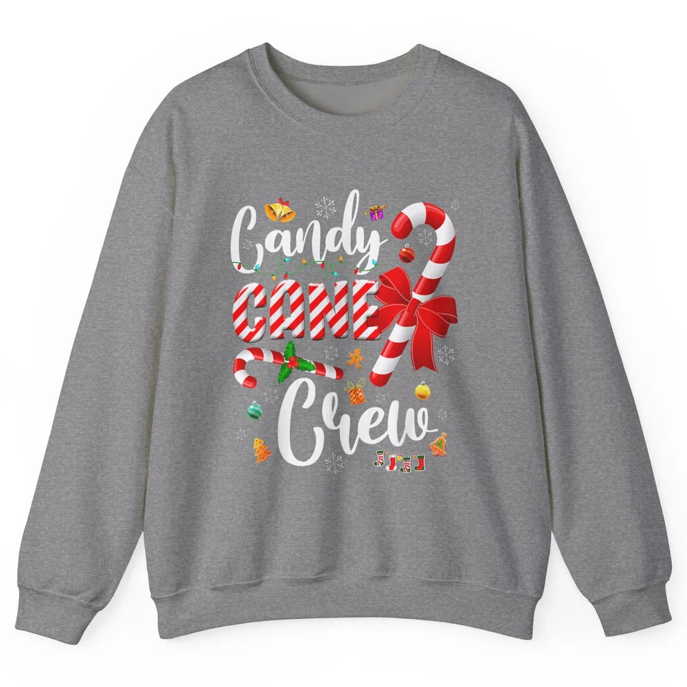 Merry Christmas Sweet Candy Cane Crew Xmas Tree Lights Santa Unisex Crewneck Sweatshirt