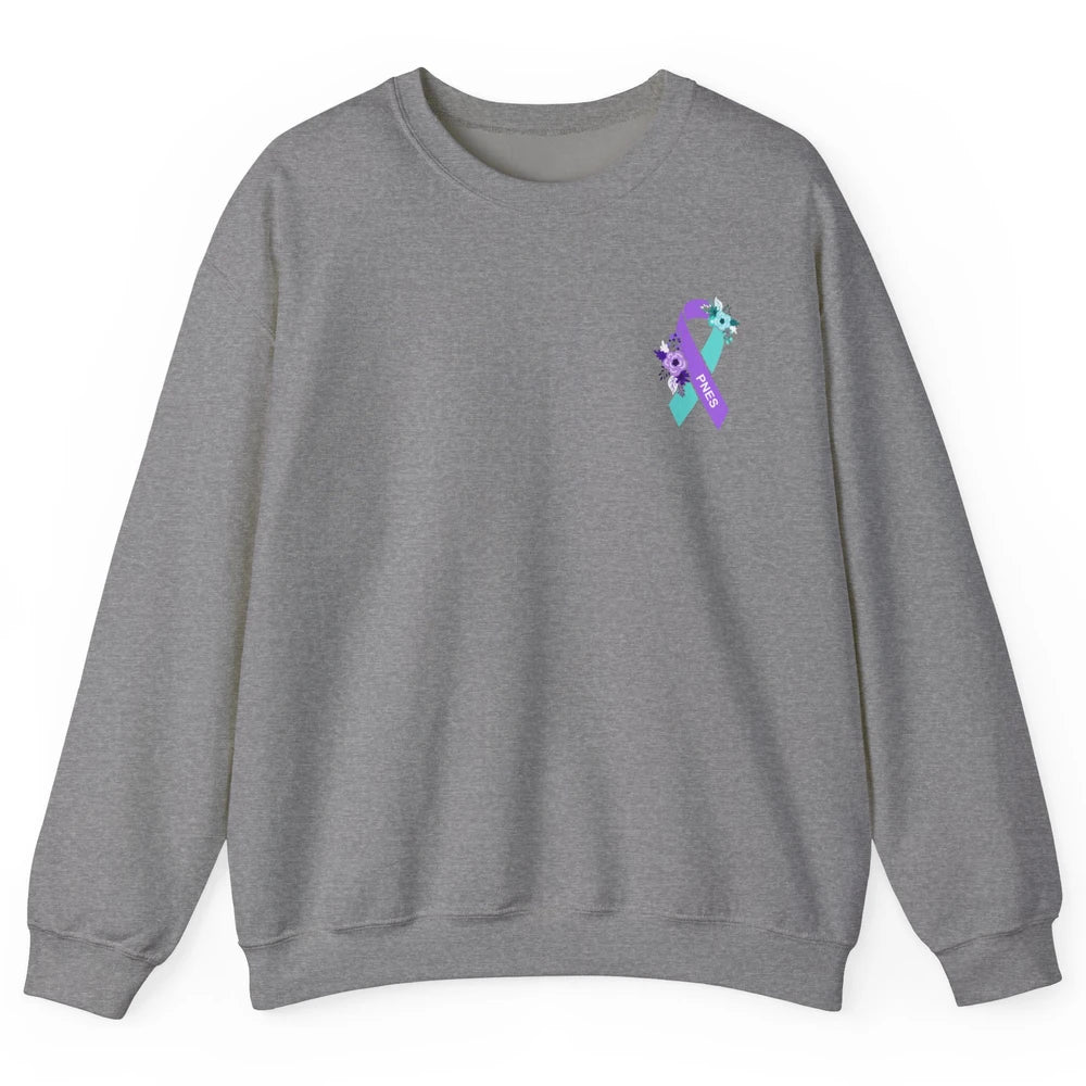 Psychogenic Non-epileptic Seizures PNES Purple Teal Ribbon Unisex Crewneck Sweatshirt