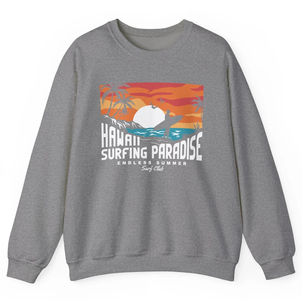 Retro Hawaii Palms Surfing Paradise Surf Club Endless Summer Unisex Crewneck Sweatshirt