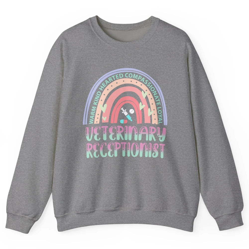Pink Rainbow Veterinarian Receptionist Dog Recue Dog Mom Unisex Crewneck Sweatshirt