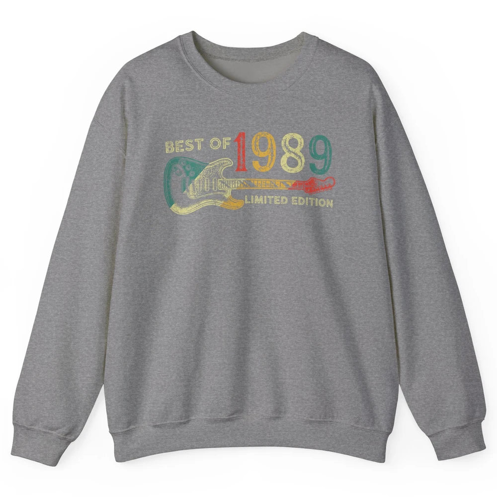 Retro 1989 Electric Guitar Birthday Guitarist Vintage 80s Unisex Crewneck Sweatshirt