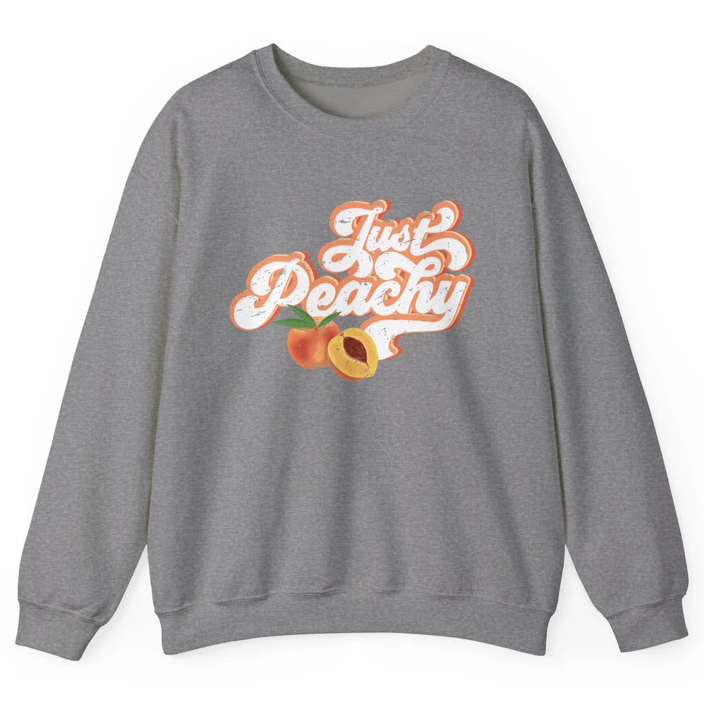 Retro Just Peachy Retro 70s Georgia Peaches Summer Fruit Unisex Crewneck Sweatshirt