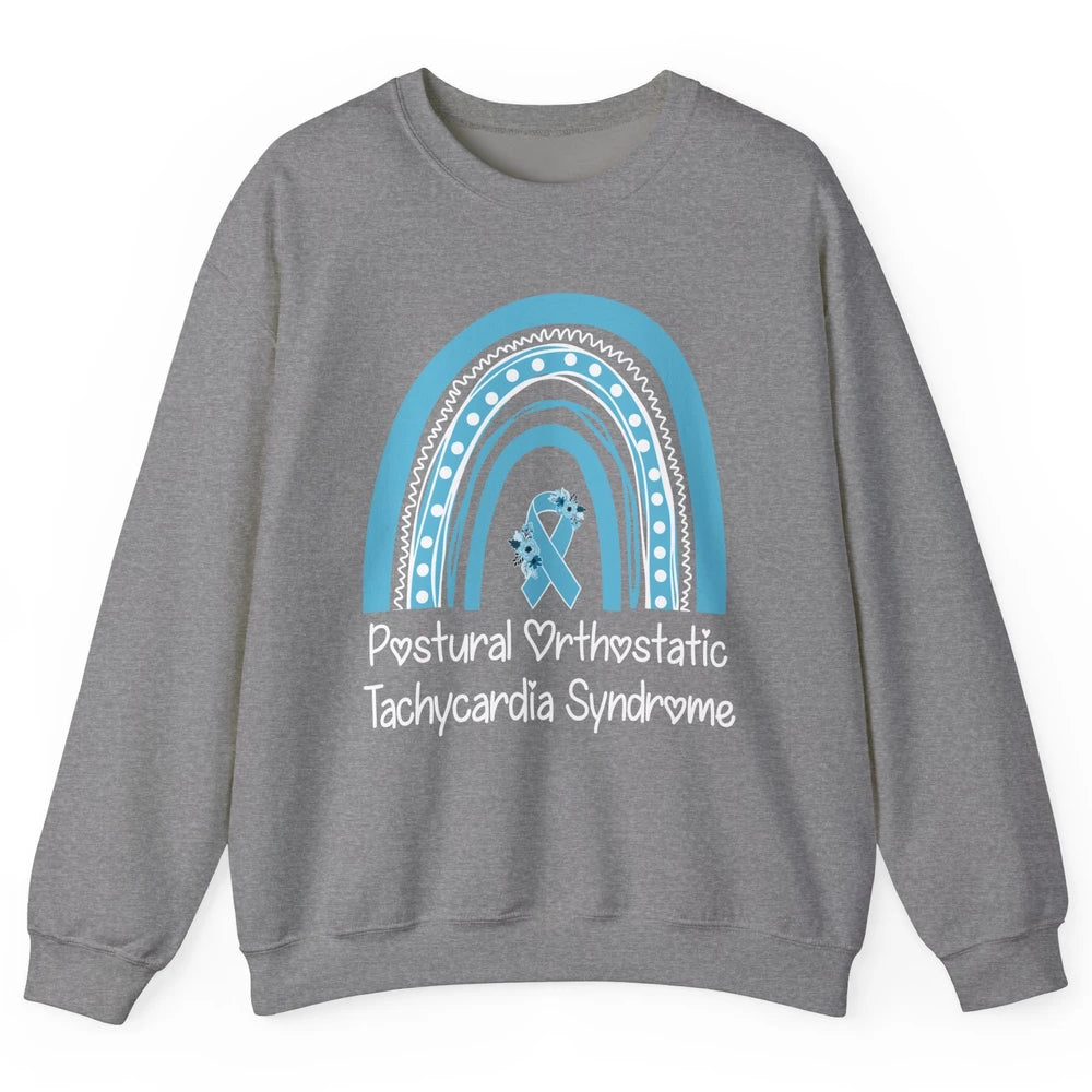 Postural Orthostatic Tachycardia Syndrome Turquoise Rainbow Unisex Crewneck Sweatshirt