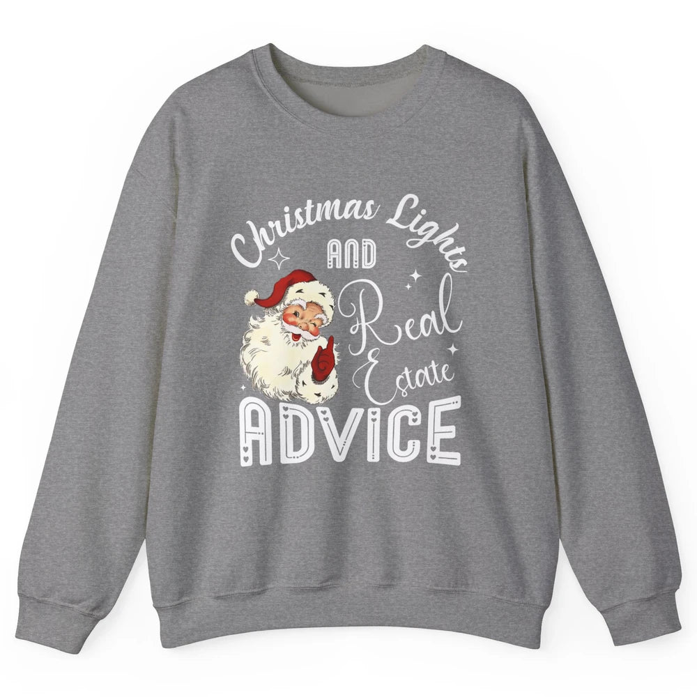 Merry Christmas Xmas Lights Santa Realtor Real Estate Advice Unisex Crewneck Sweatshirt