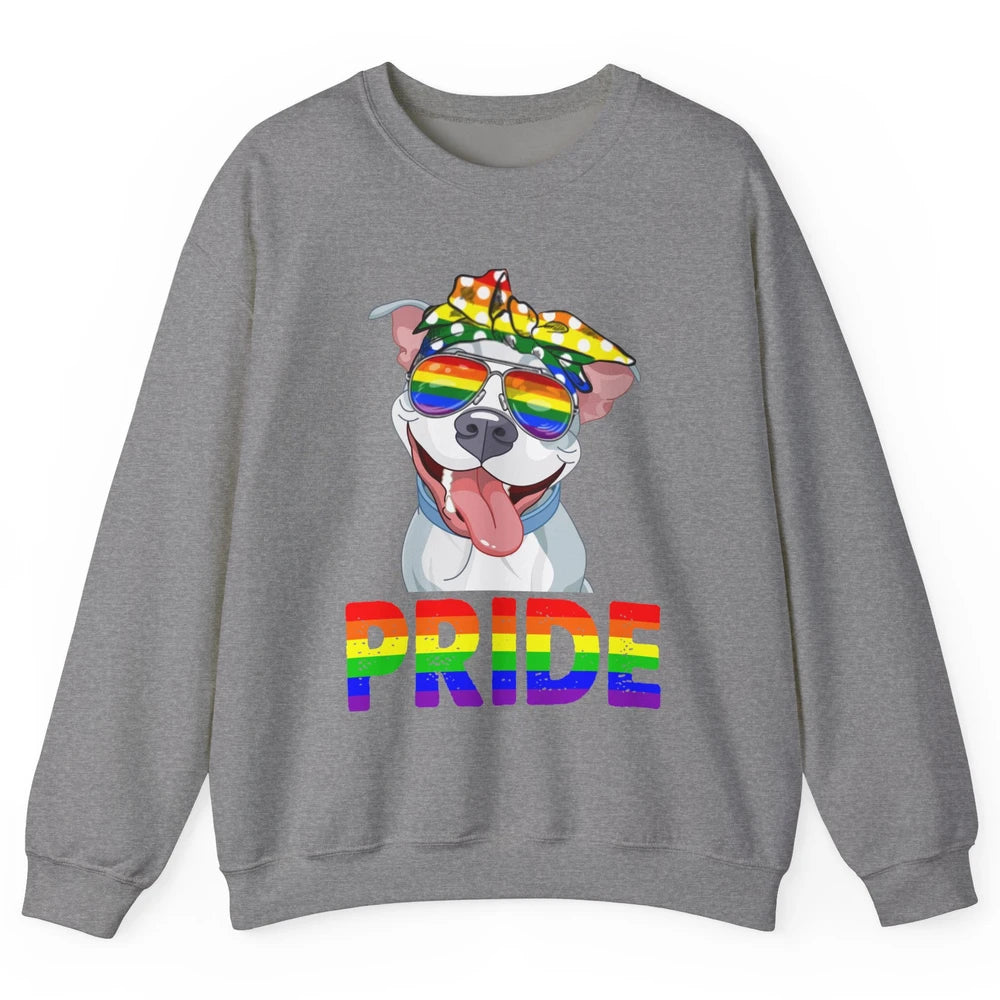 Pitbull Pride Dog Mom LGBT Gay Pride Month Unisex Crewneck Sweatshirt