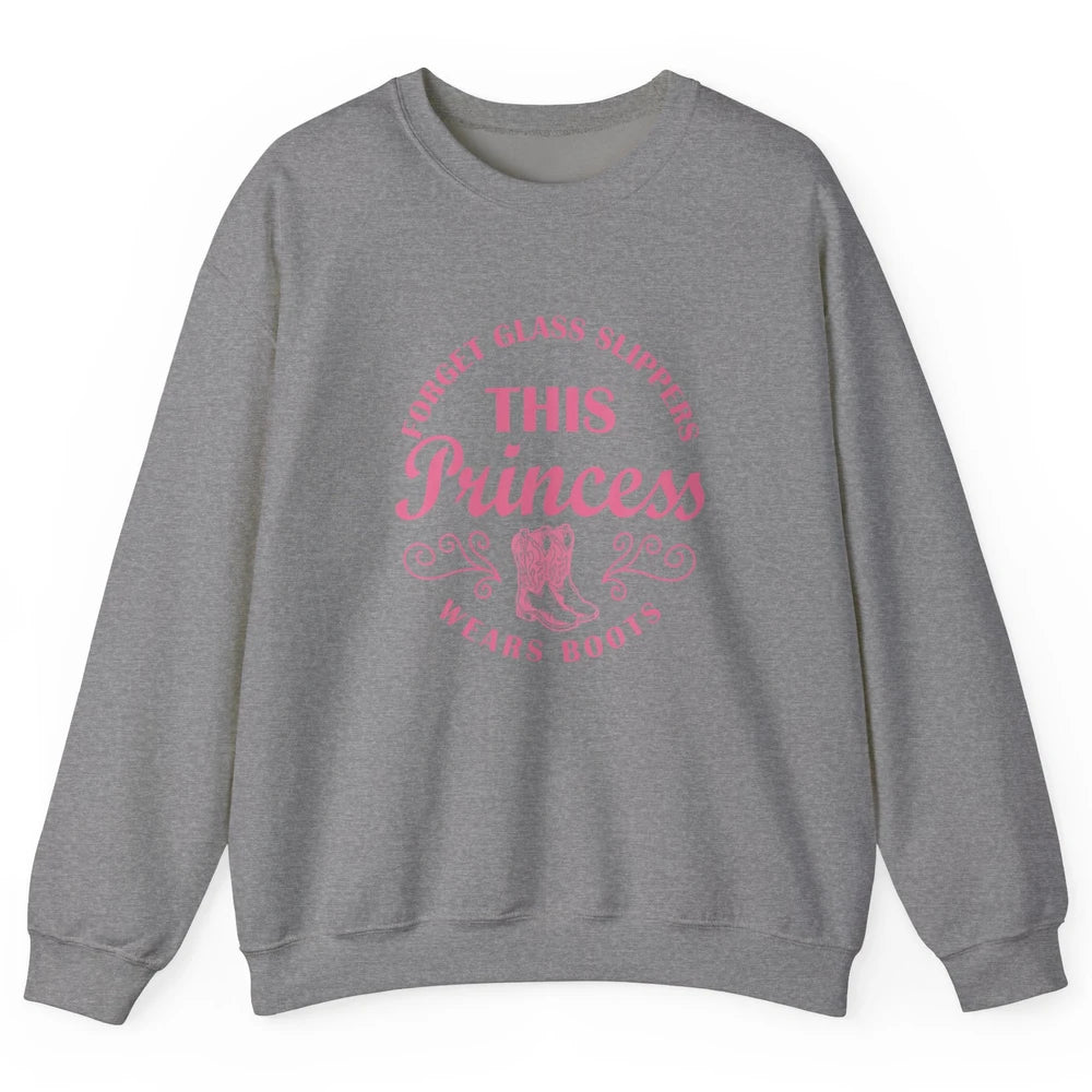 Princess Cowboy Boots Western Country Cowgirl Girls Rodeo Unisex Crewneck Sweatshirt